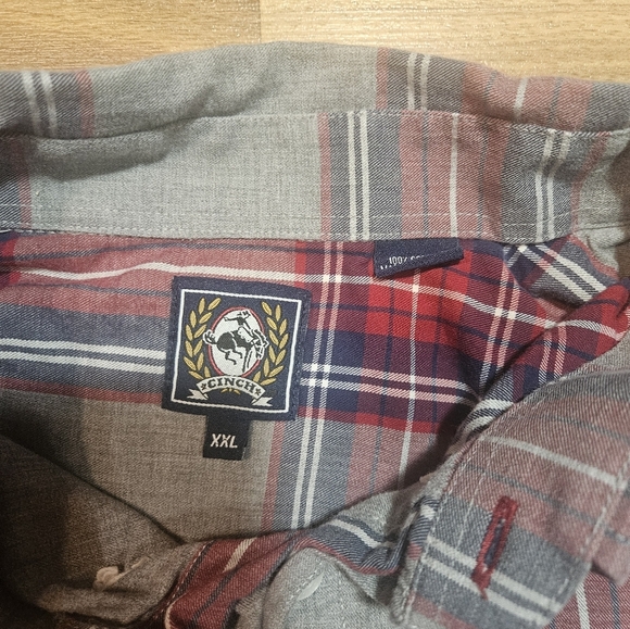 Cinch Shirt Mens XXL Button Down Gray Red Plaid Western Rancher Rodeo Cowboy - Picture 3 of 10